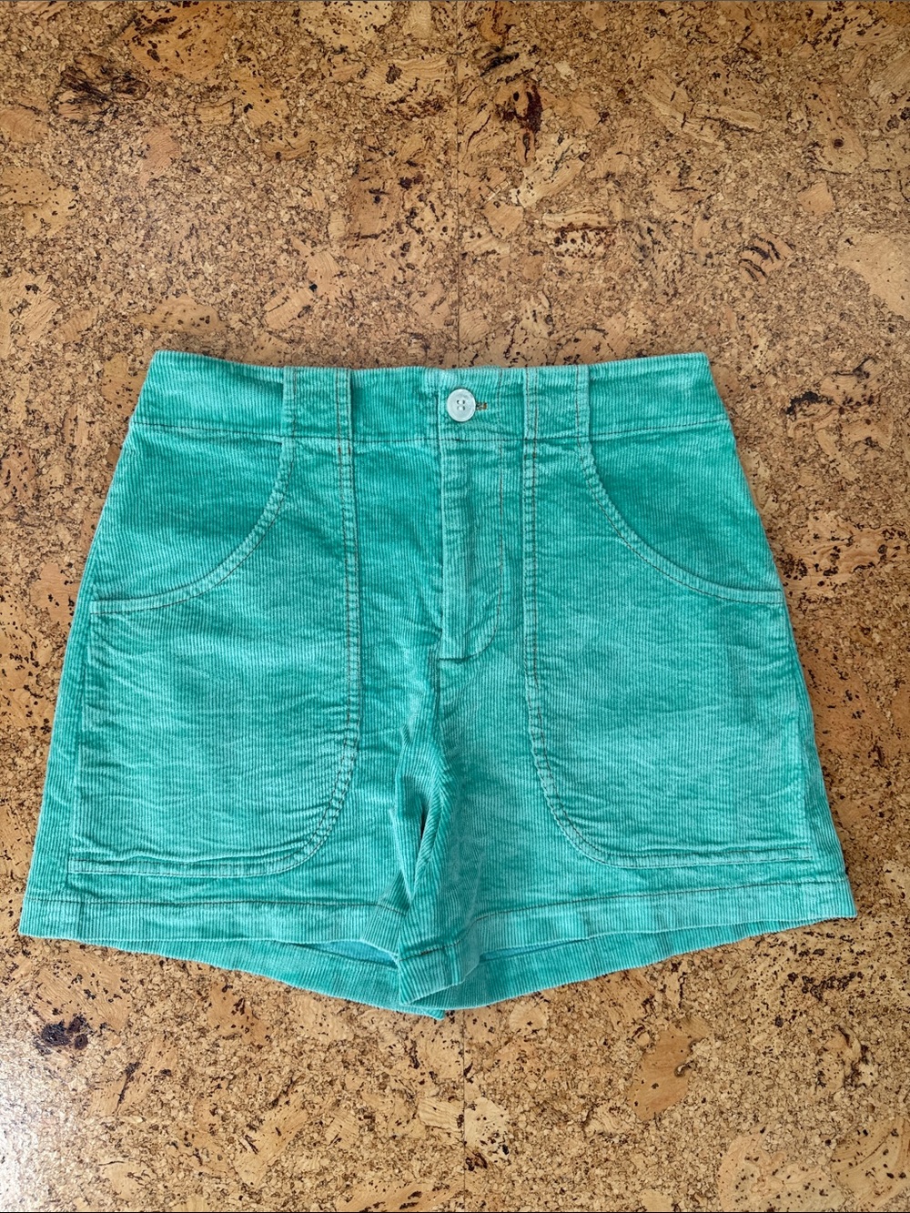 Staud High-Rise Teal Corduroy Shorts